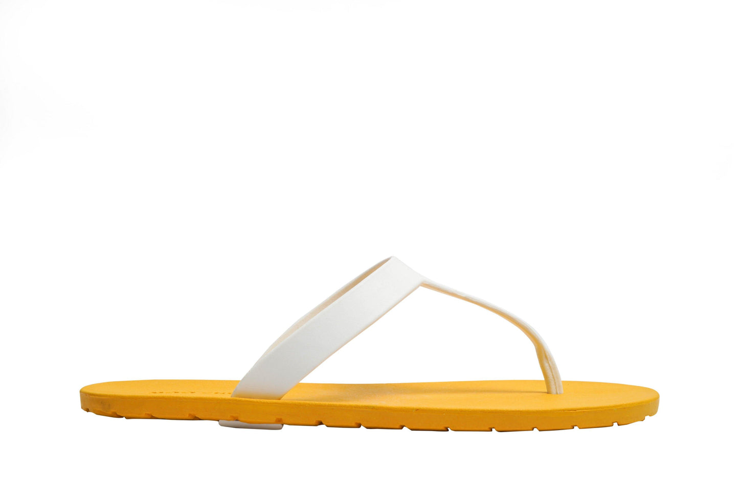 THONGS SEMELLE JAUNE ET LANIÈRE BLANCHE