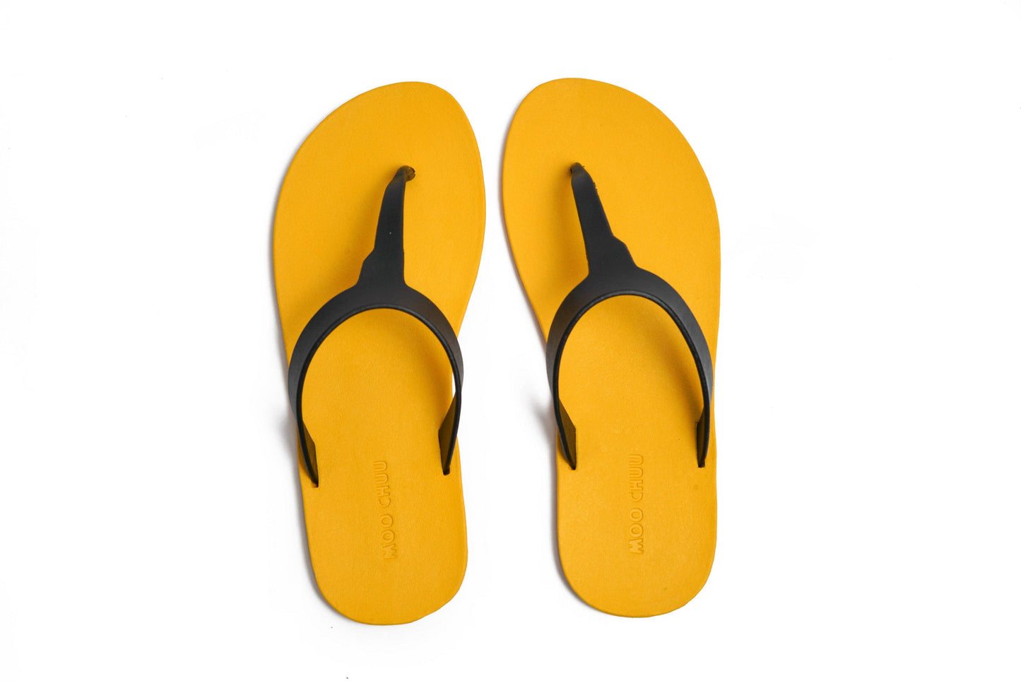 THONGS SEMELLE JAUNE ET LANIÈRE NOIR