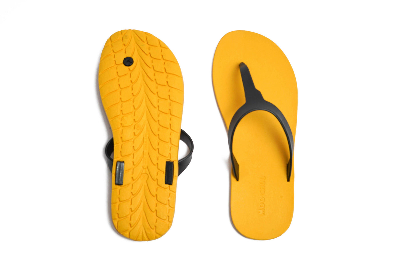 THONGS SEMELLE JAUNE ET LANIÈRE NOIR
