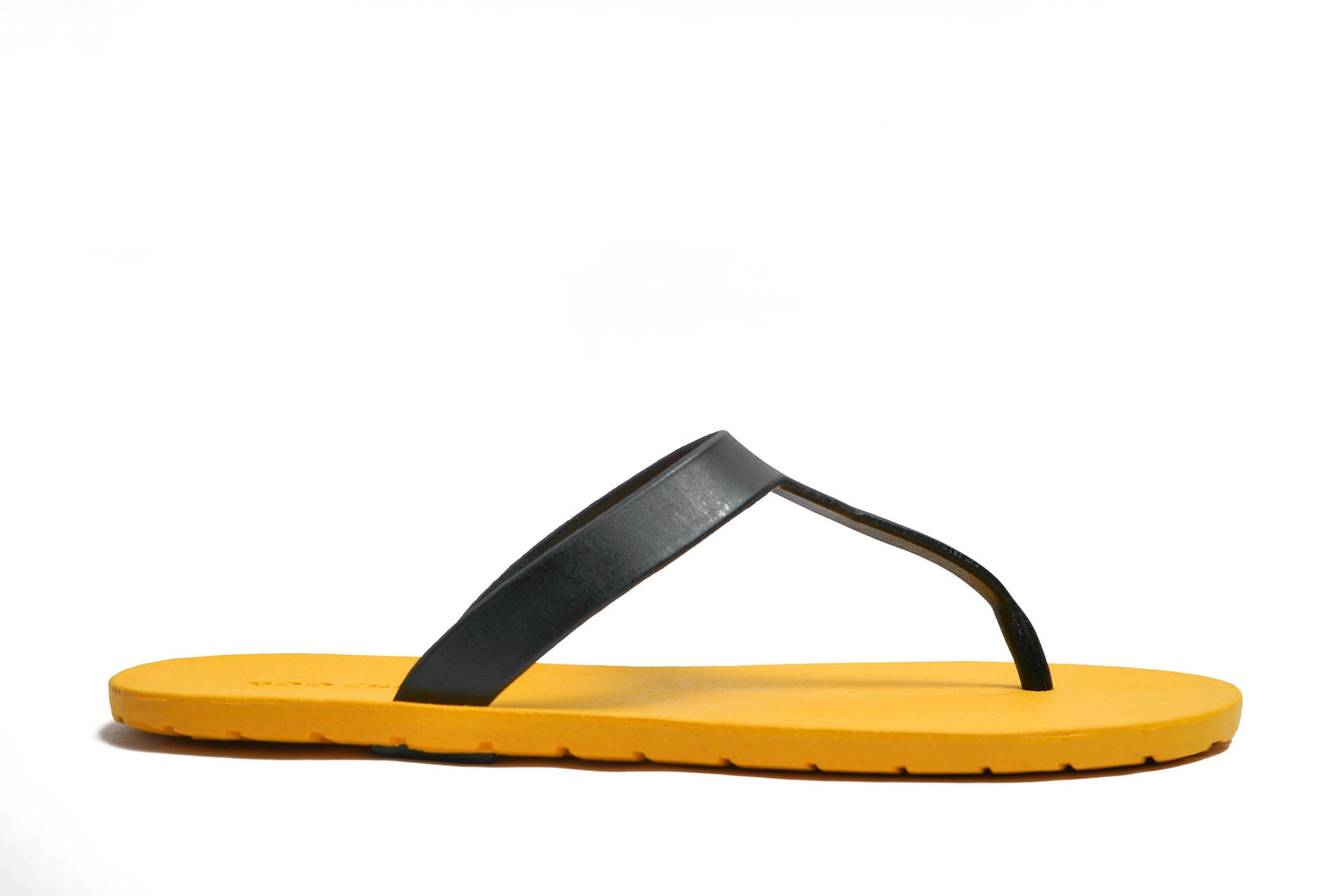 THONGS SEMELLE JAUNE ET LANIÈRE NOIR