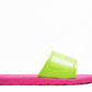 FLUFFY SEMELLE ROSE ET LANIÈRE CITRON VERT