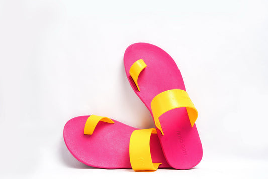 PORT THUMB SEMELLE ROSE ET LANIÈRE JAUNE
