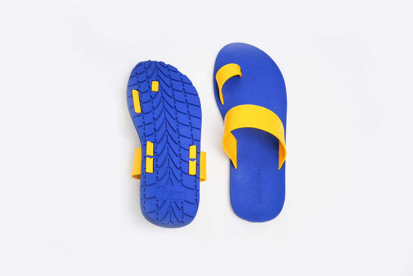 PORT THUMB SEMELLE BLEU ET LANIÈRE JAUNE