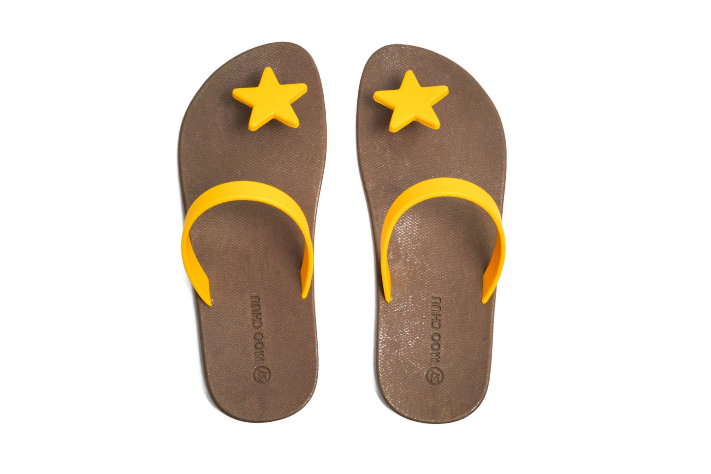 SWEETY STAR SEMELLE MARRON ET LANIÈRE JAUNE