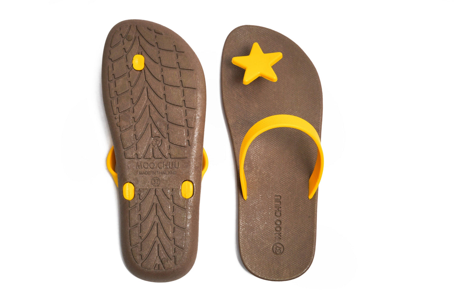 SWEETY STAR SEMELLE MARRON ET LANIÈRE JAUNE