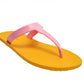 THONGS SEMELLE JAUNE ET LANIÈRE ROSE CLAIR