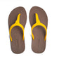 THONGS SEMELLE MARRON ET LANIÈRE JAUNE