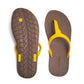 THONGS SEMELLE MARRON ET LANIÈRE JAUNE