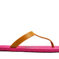 THONGS SEMELLE ROSE ET LANIÈRE CARAMEL