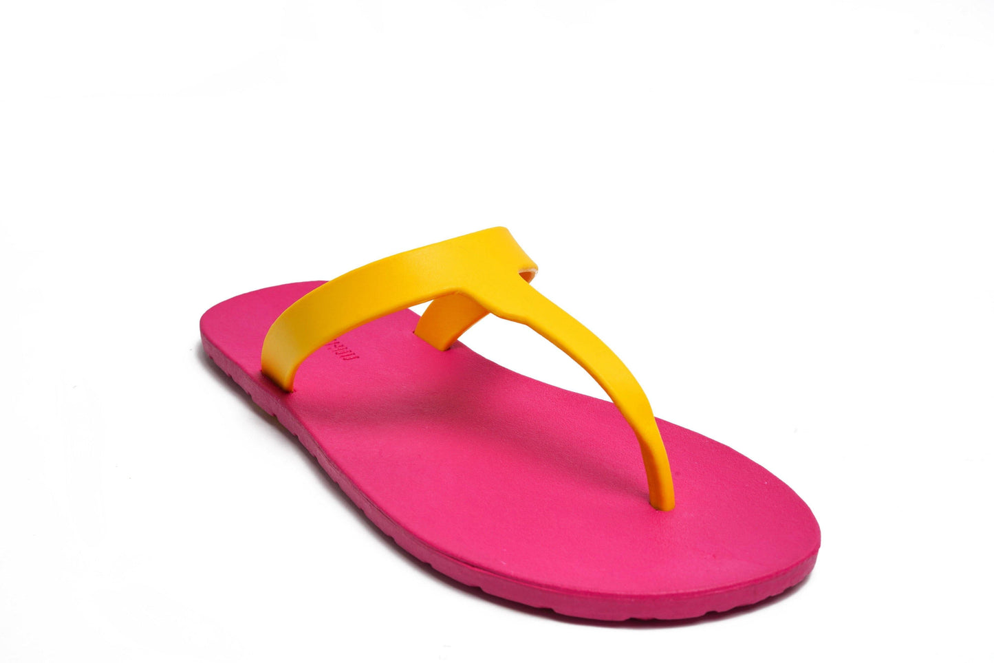 THONGS SEMELLE ROSE ET LANIÈRE JAUNE