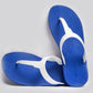 THONGS SEMELLE BLEU ET LANIÈRE BLANCHE