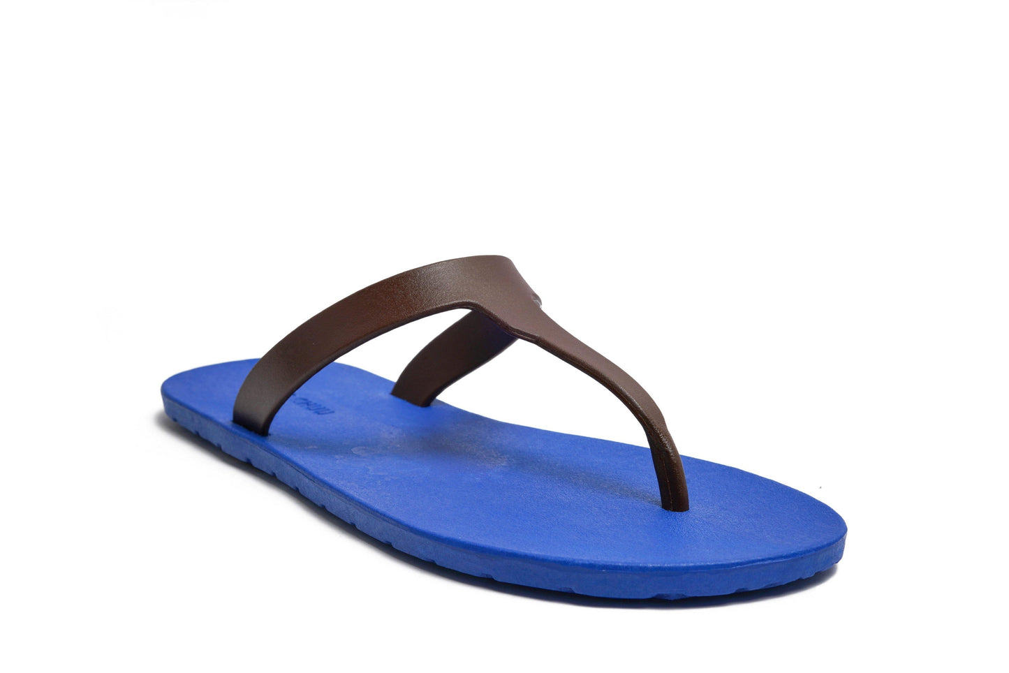 THONGS SEMELLE BLEU ET LANIÈRE MARRON