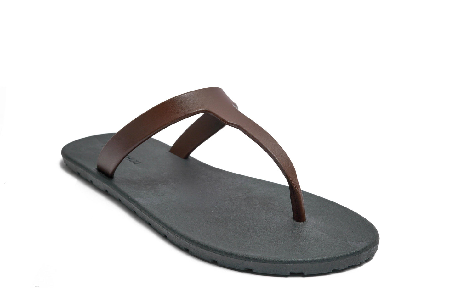 THONGS SEMELLE NOIR ET LANIÈRE MARRON