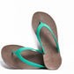 FLIPPY SEMELLE MARRON ET LANIÈRE VERTE