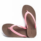 FLIPPY SEMELLE MARRON ET LANIÈRE ROSE CLAIR