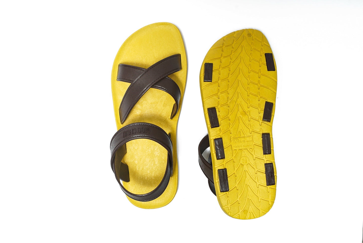 CROSS PLUS SEMELLE JAUNE ET LANIÈRE MARRON