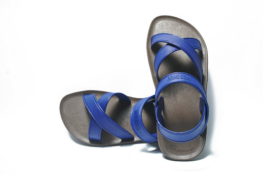 CROSS PLUS SEMELLE MARRON ET LANIÈRE BLEU