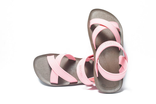 CROSS PLUS SEMELLE MARRON ET LANIÈRE ROSE CLAIR