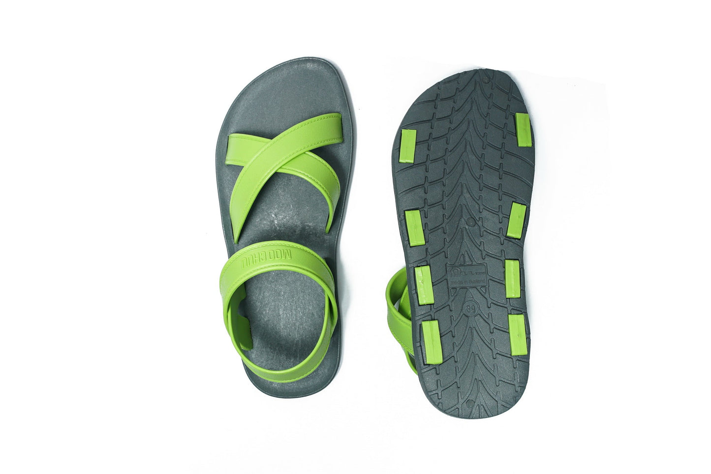 CROSS PLUS SEMELLE GRISE ET LANIÈRE CITRON VERT