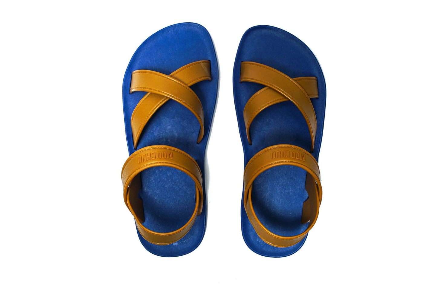 CROSS PLUS SEMELLE BLEU ET LANIÈRE CARAMEL