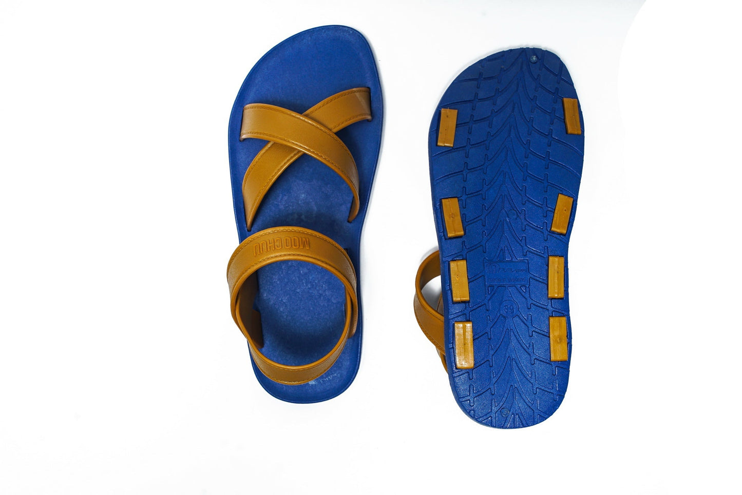 CROSS PLUS SEMELLE BLEU ET LANIÈRE CARAMEL