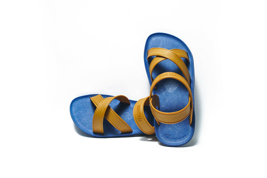CROSS PLUS SEMELLE BLEU ET LANIÈRE CARAMEL