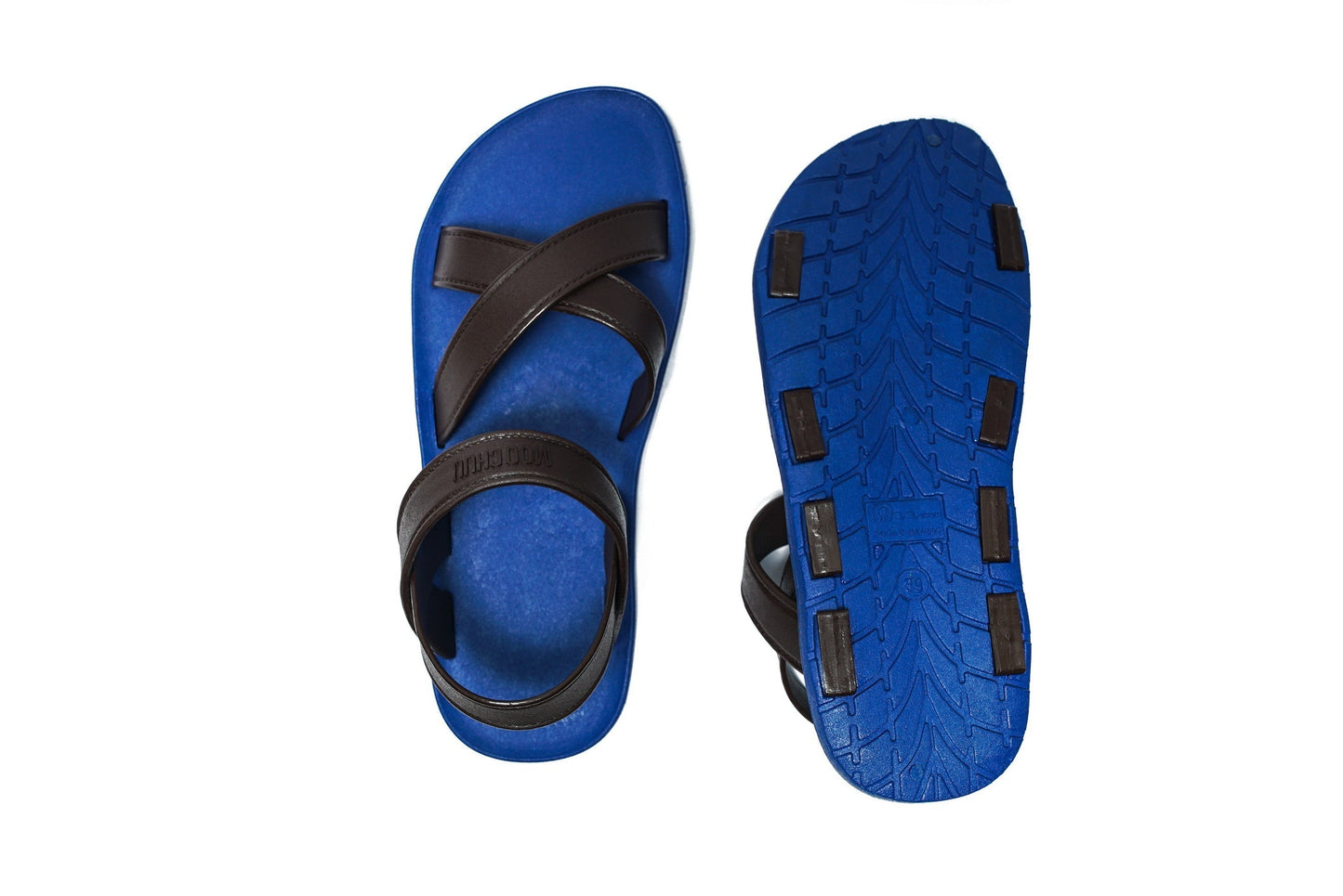 CROSS PLUS SEMELLE BLEU ET LANIÈRE MARRON