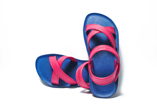CROSS PLUS SEMELLE BLEU ET LANIÈRE ROSE