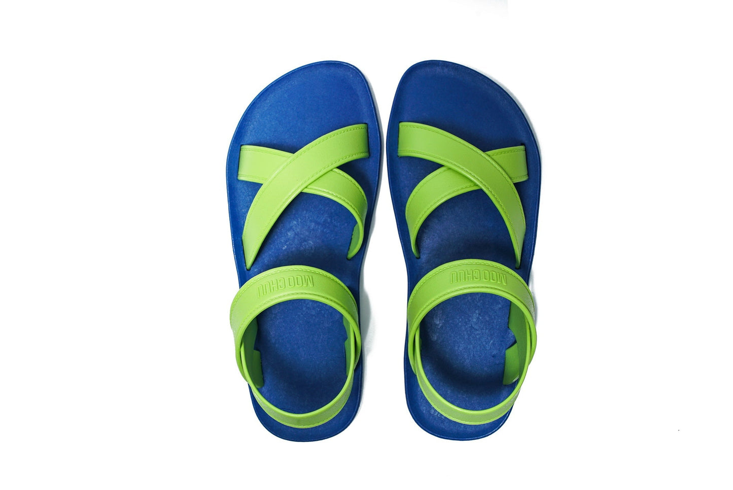 CROSS PLUS SEMELLE BLEU ET LANIÈRE CITRON VERT