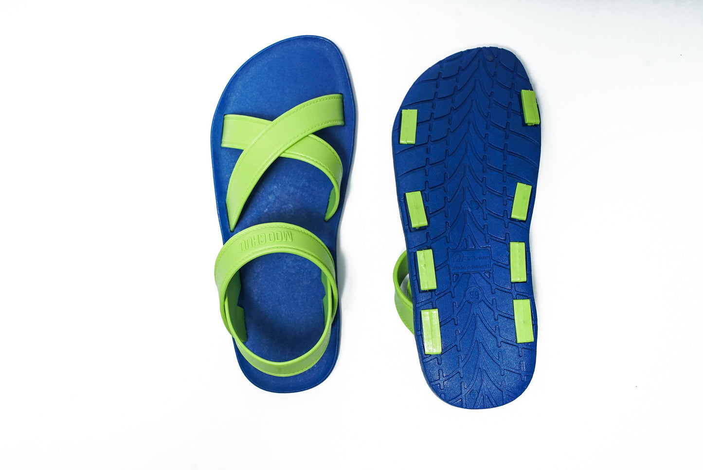 CROSS PLUS SEMELLE BLEU ET LANIÈRE CITRON VERT