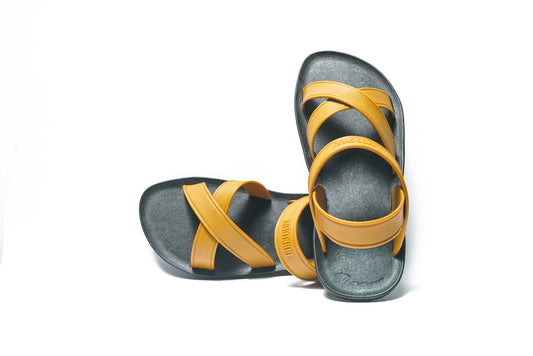 CROSS PLUS SEMELLE NOIR ET LANIÈRE CARAMEL