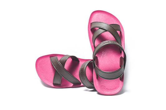 CROSS PLUS SEMELLE ROSE ET LANIÈRE MARRON