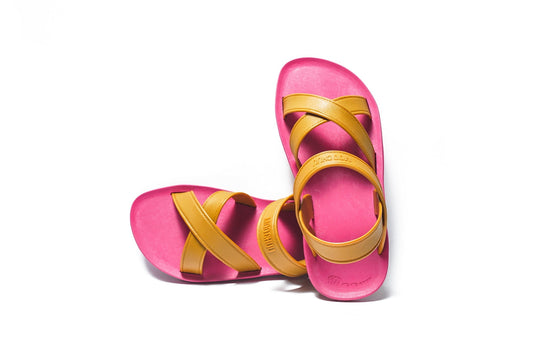 CROSS PLUS SEMELLE ROSE ET LANIÈRE CARAMEL