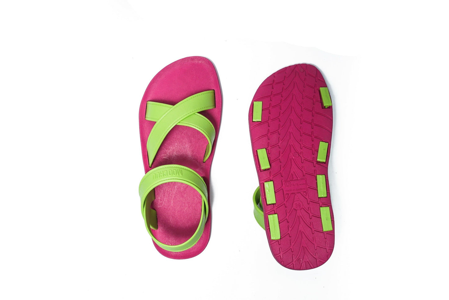 CROSS PLUS SEMELLE ROSE ET LANIÈRE CITRON VERT