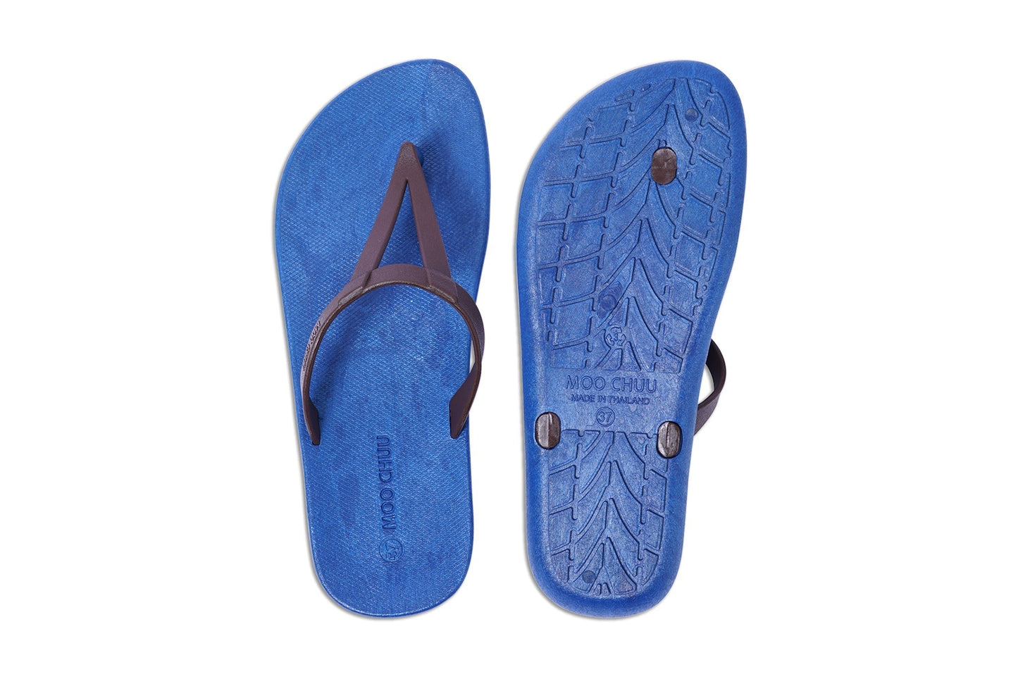 EIFFEL SEMELLE BLEU ET LANIÈRE MARRON
