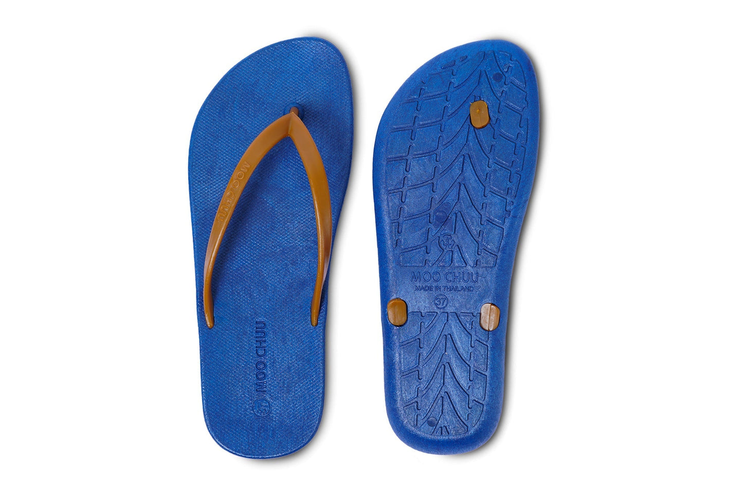 DALI FLIPPY SEMELLE BLEU ET LANIÈRE CARAMEL