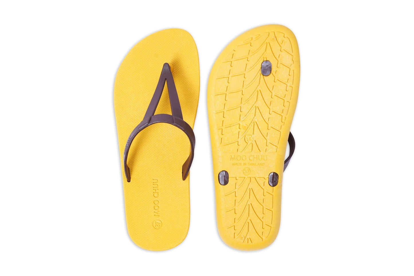 EIFFEL SEMELLE JAUNE ET LANIÈRE MARRON
