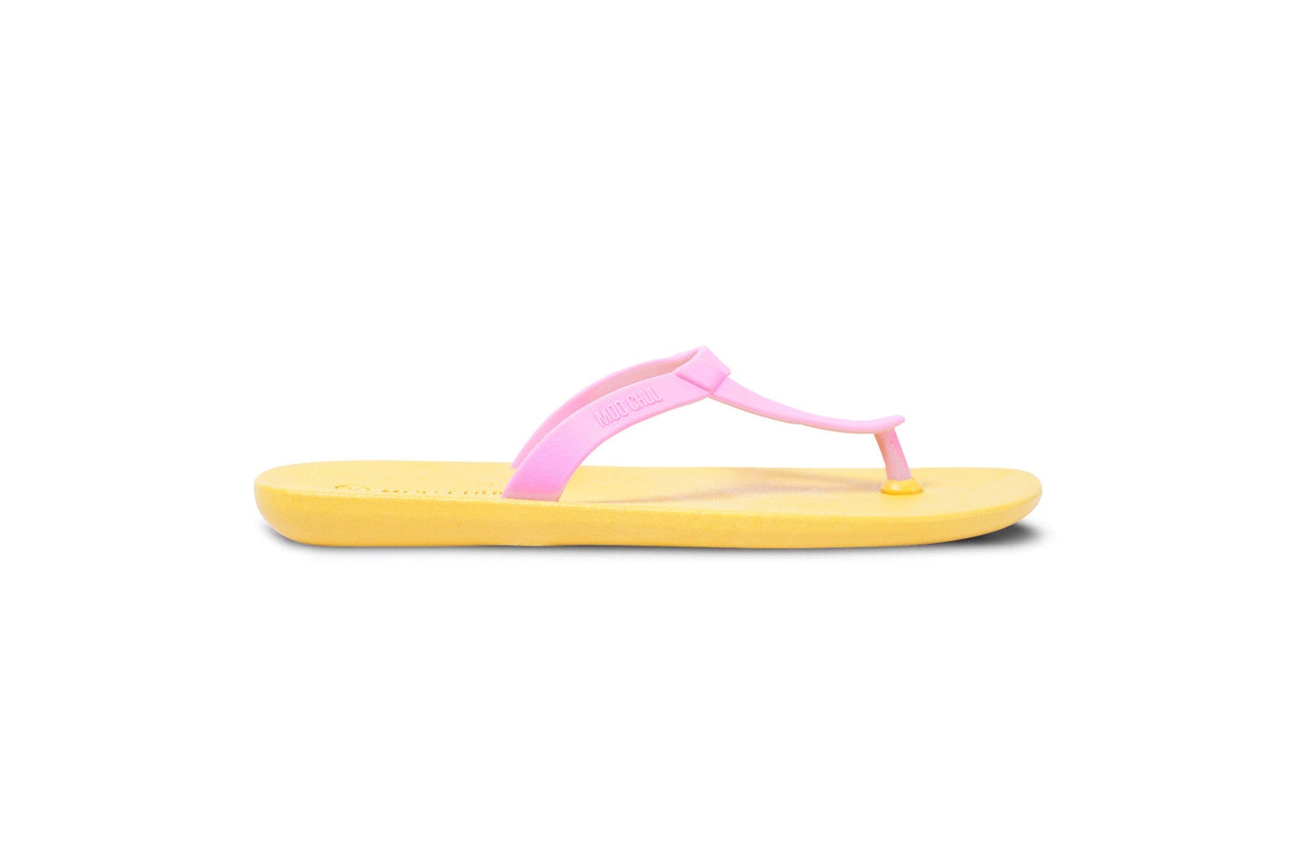 EIFFEL SEMELLE JAUNE ET LANIÈRE ROSE CLAIR